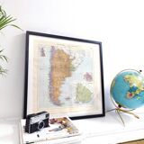 Old map South America Argentina Chile Uruguay 43x43cm from 1950