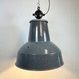 Large Grey Enamel Industrial Factory Lamp from Elektrosvit, 1960s