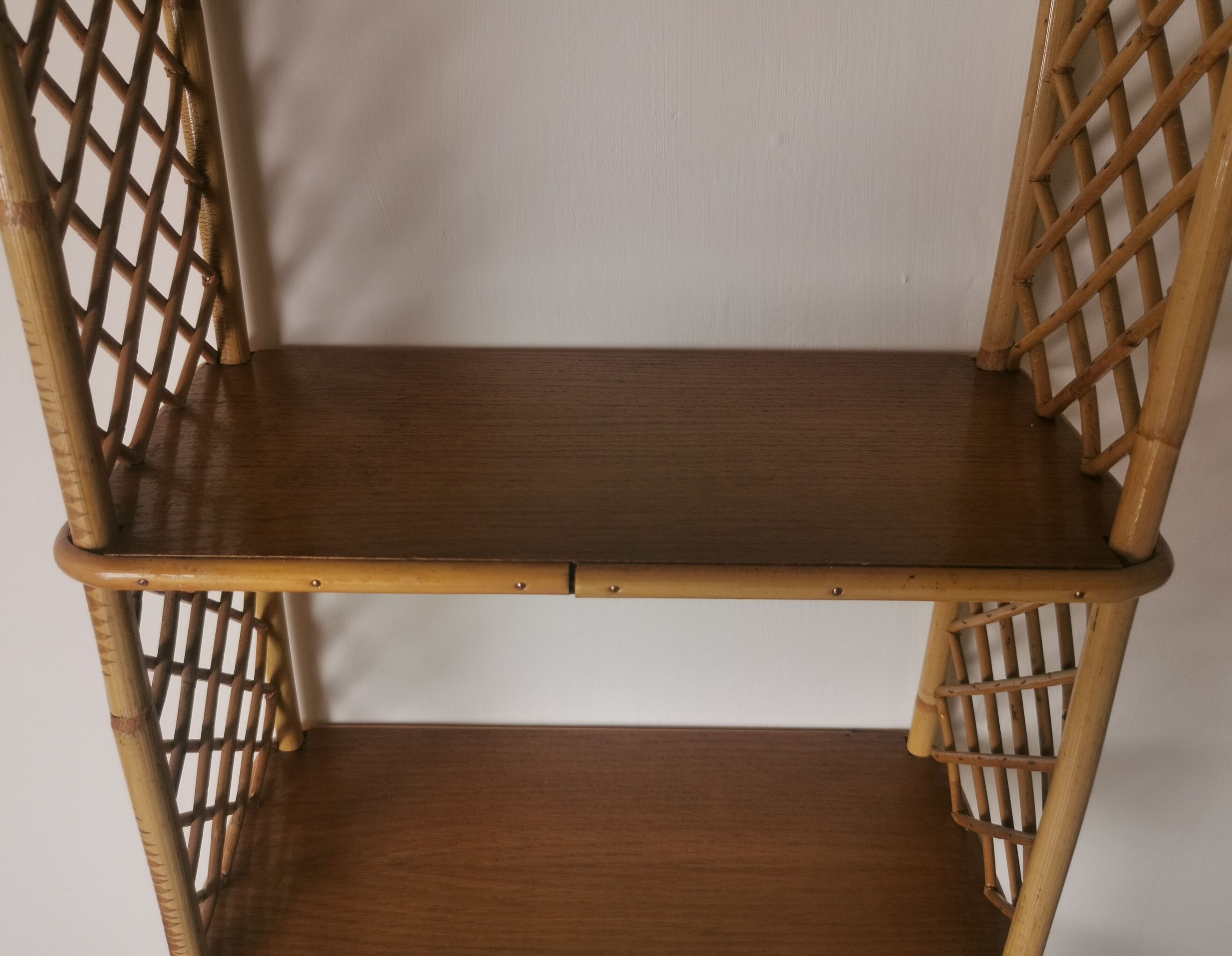 Vintage rattan wall shelf