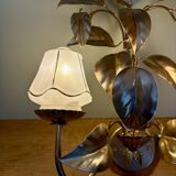 Vintage two-light wall lamp in gold metal with vintage art deco globes