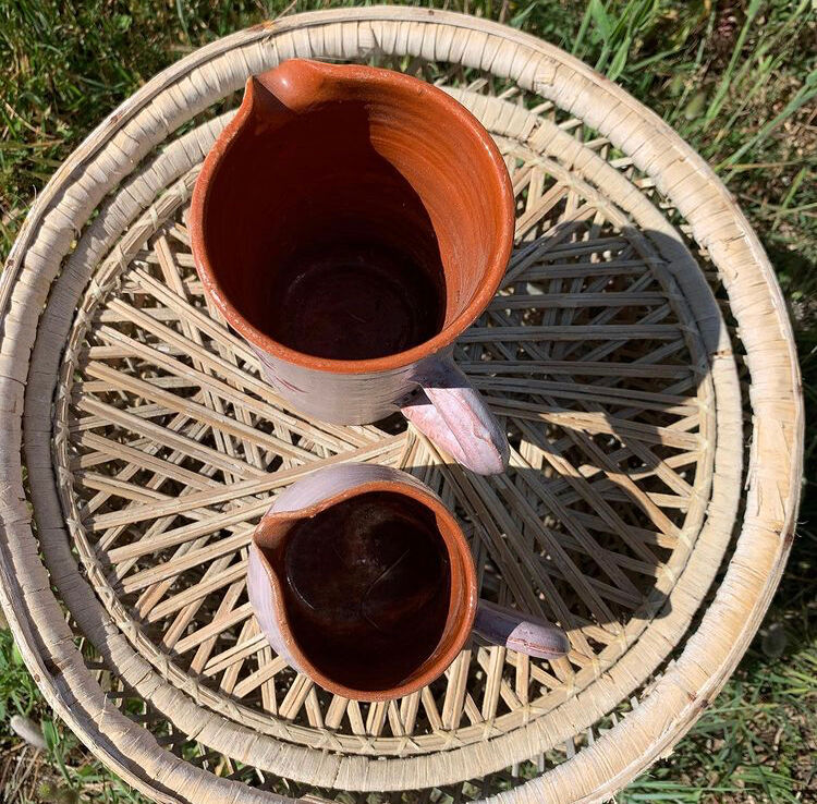 Hand-painted moroccan pitchers in terracotta