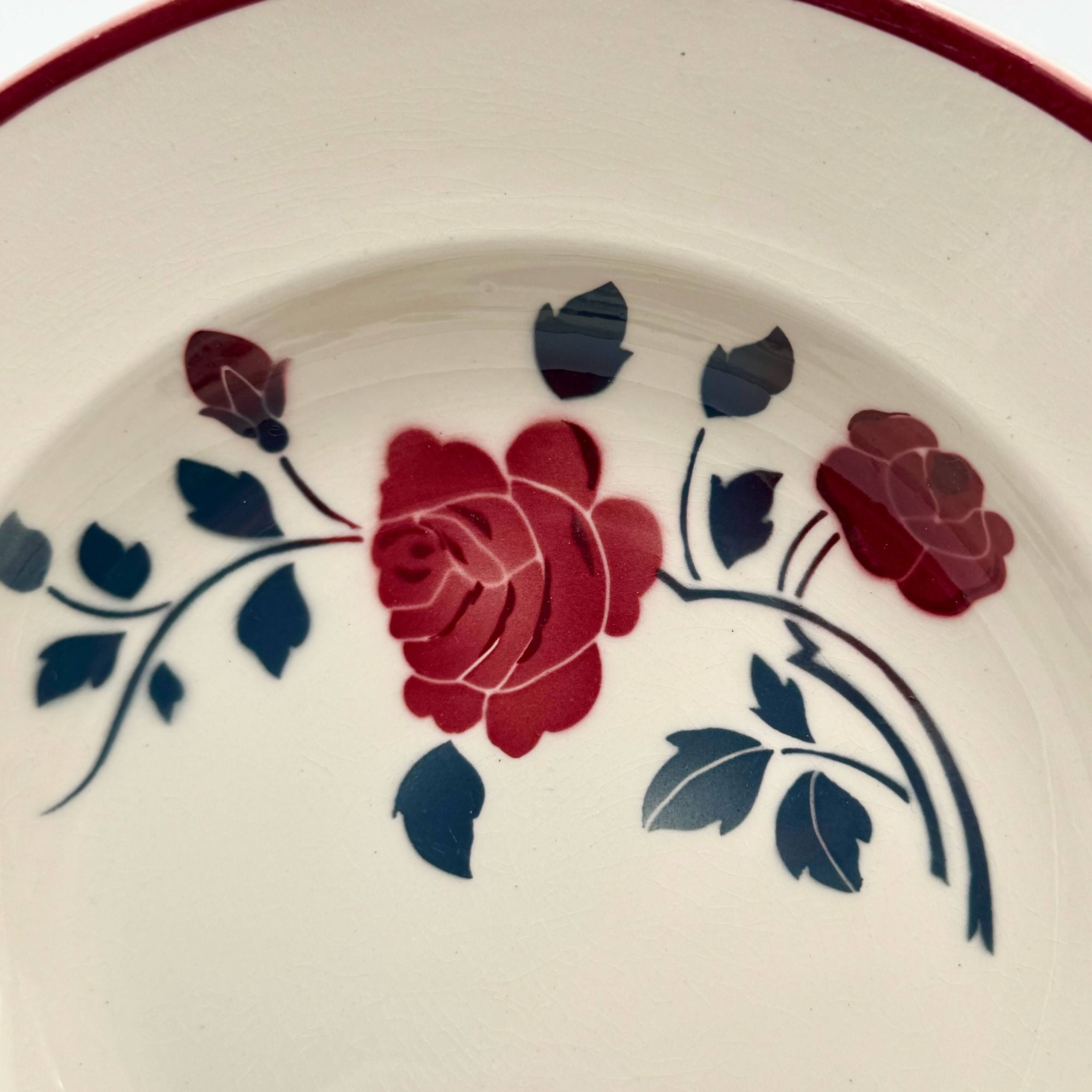 9 soup plates Badonviller model "Les Roses" from the 1950s