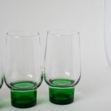 Set of 5 Long Drink Design glasses with green legs, 1970