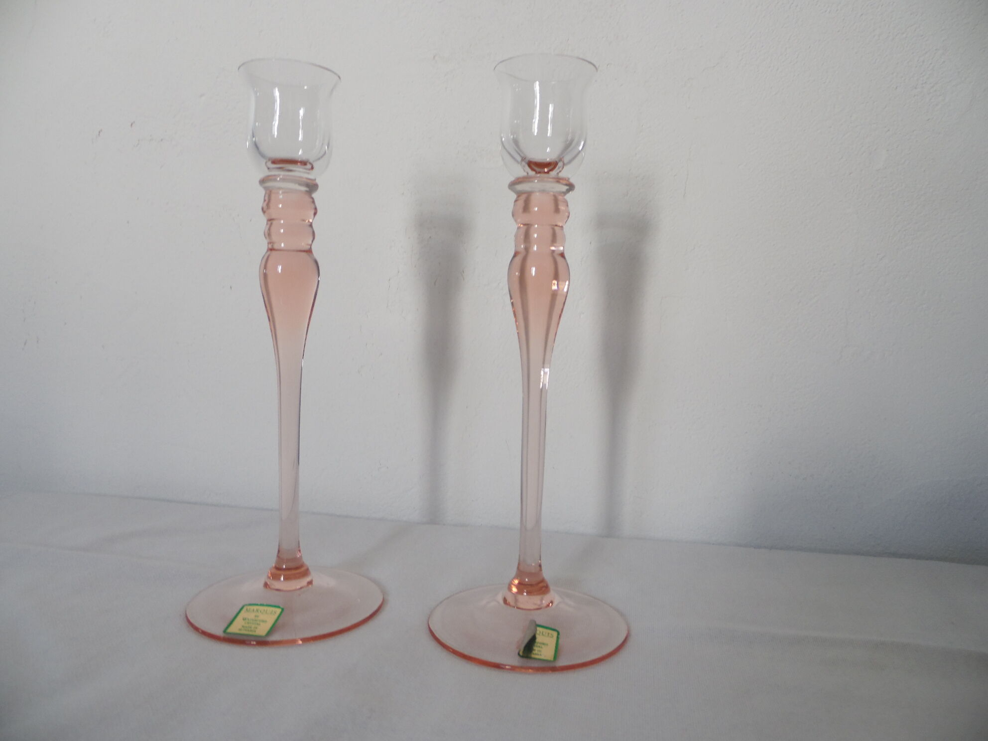 Pink crystal candlesticks duo