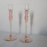 Pink crystal candlesticks duo