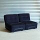 Canapé modulaire vintage en velours bleu nuit – 2 modules