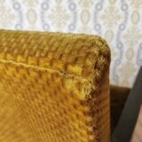 Vintage Yellow Fabric Armchair: Mid-Century Modern Lounge Chair