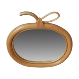 Apple mirror in rattan bamboo wicker vintage decorative object for children golden glitter