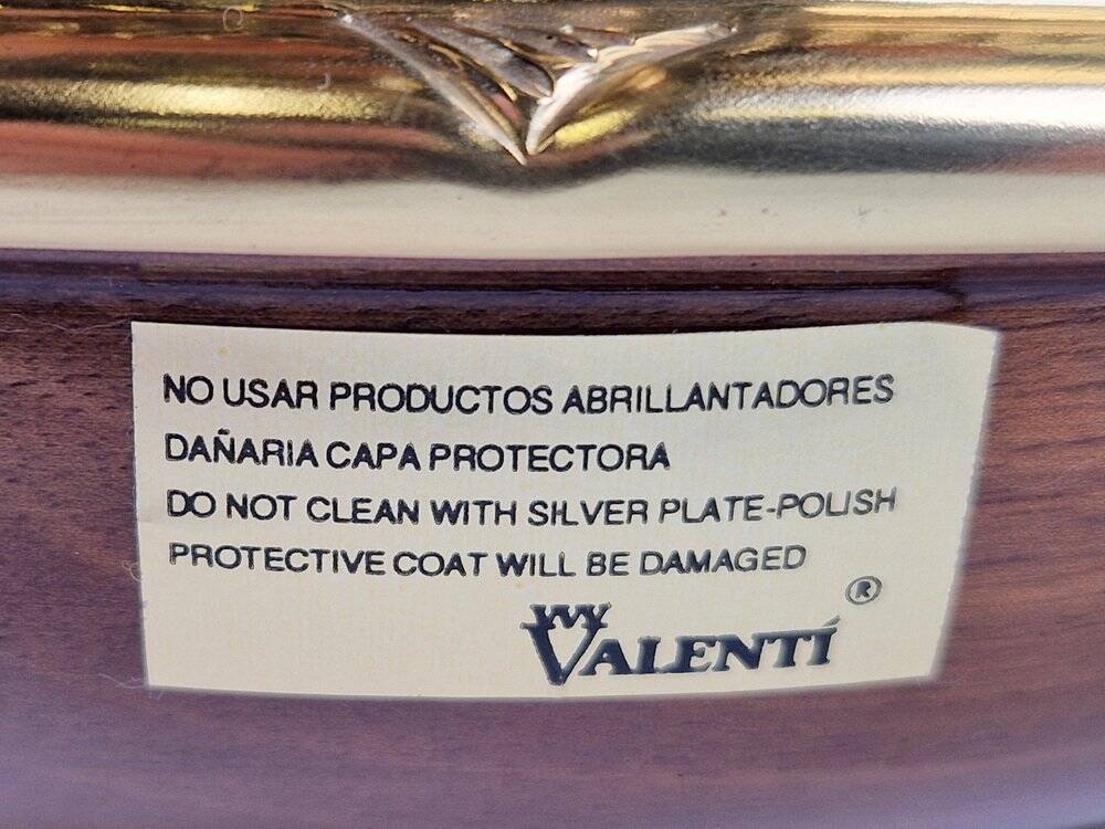 Vintage Valenti Gold Plated Centerpiece Bowl on Walnut Base, 1990s