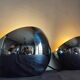 Pair of vintage chromed metal half-moon wall lamp