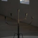 Brutalist Scandinavian candlestick in wrought iron and metal from the mid-20th century.