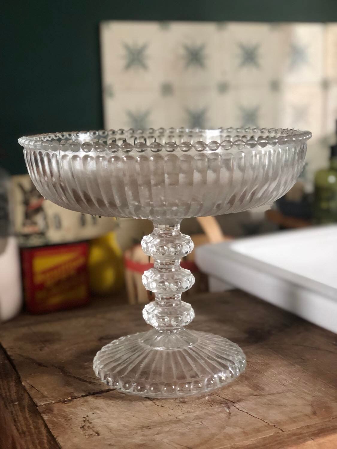 Vintage molded glass stand cup
