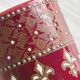 Small antique roller vase in red enamelled ceramic