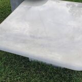 Vintage square trundle tables in travertine. 1970.