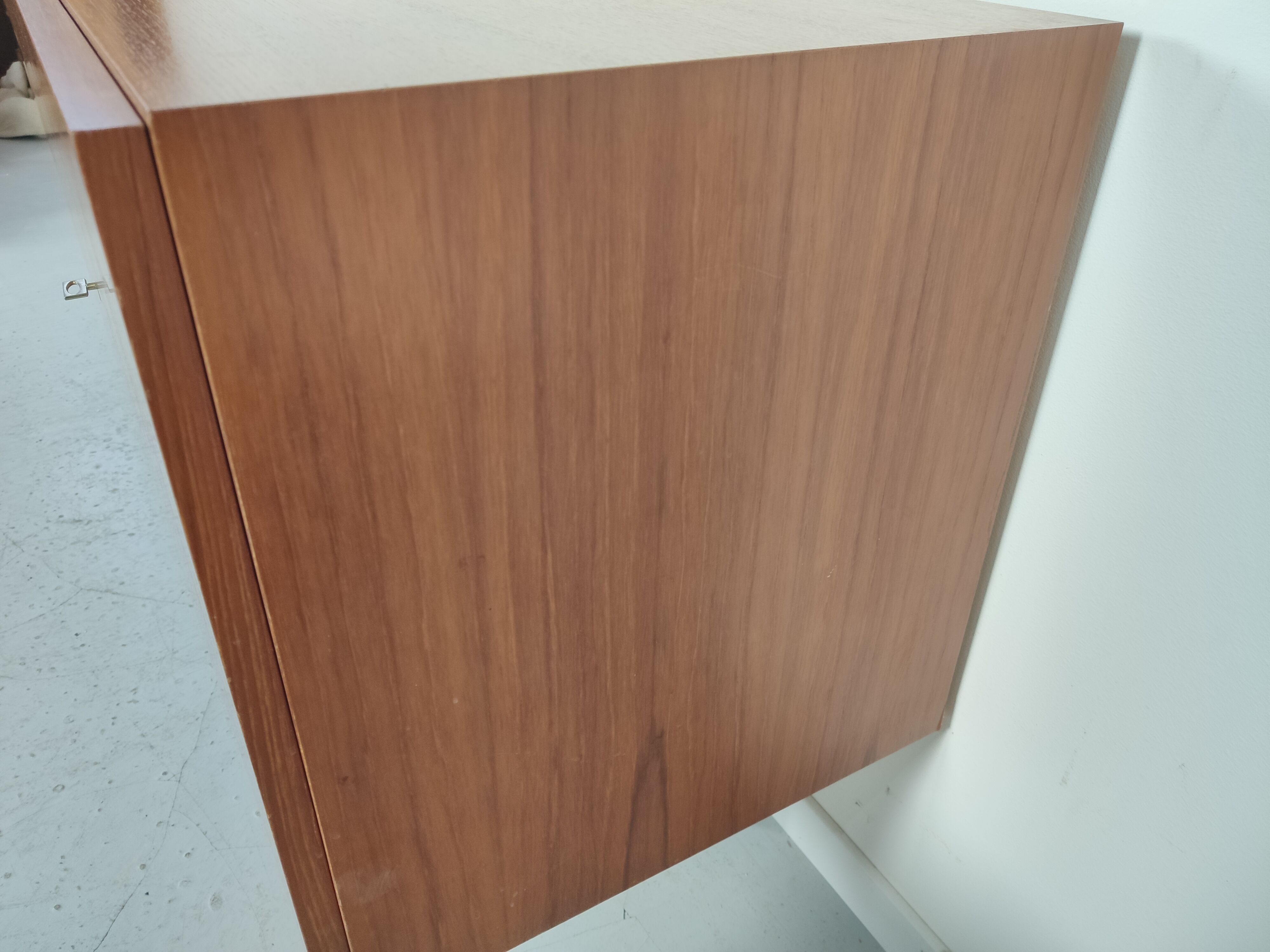 Scandinavian vintage teak and metal long sideboard, 60s