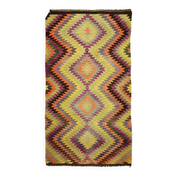 Vintage Turkish Kilim Coloured 163x298 cm Handwoven Bohemian Spirit