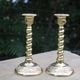 Pair of antique gilt brass candlesticks – Made in England – vintage style