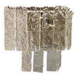 Transparent and hammered strips “listelli” murano glass wall sconce