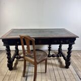 Louis XIII style oak desk stamped Mombro Ainé 19th century