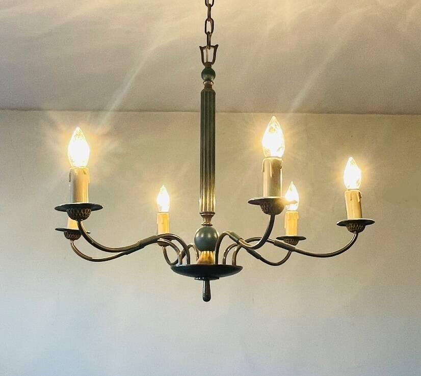 Vintage neoclassical style column chandelier 50s