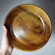 Teak or acacia wood bowl, vintage craftsmanship from the 70s-2000s