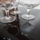 3 Art Deco champagne glasses in engraved glass