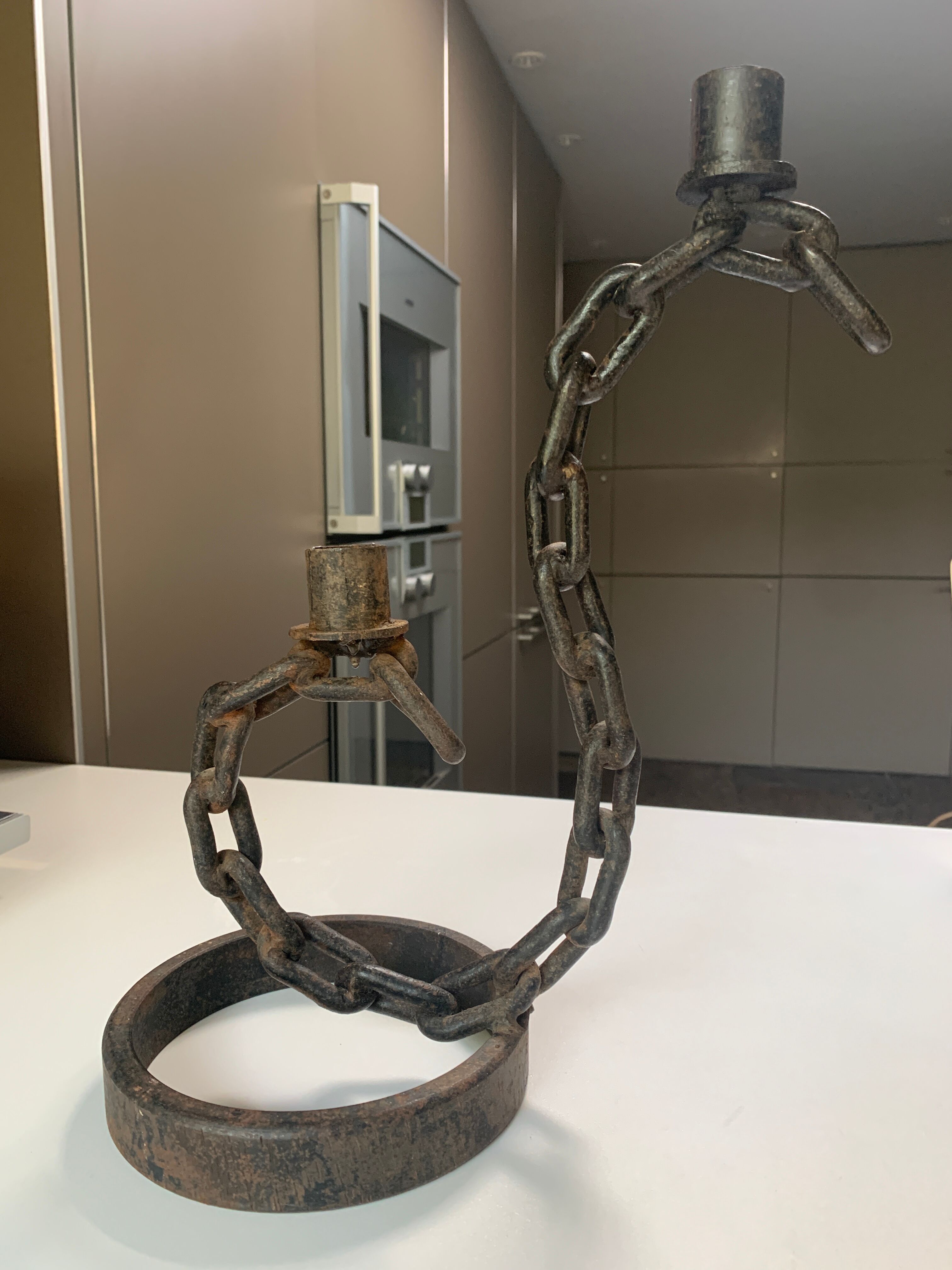 Brutalist style marine chain chandelier