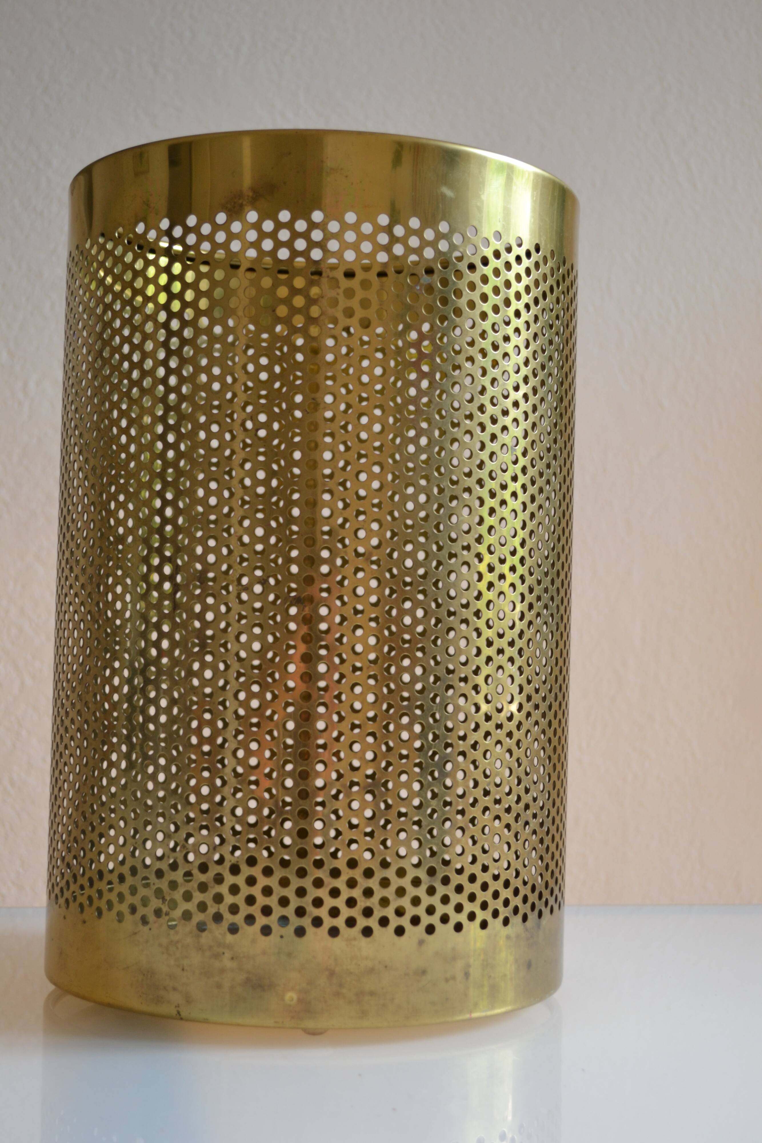Postmodernist perforated brass wastepaper basket 1980 Memphis