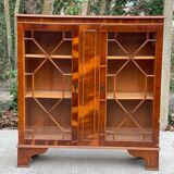 English display cabinet in glossy lacquered marquetry wood