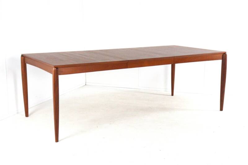 XL extendable rectangular dining table in teak by H.W. Klein for Bramin