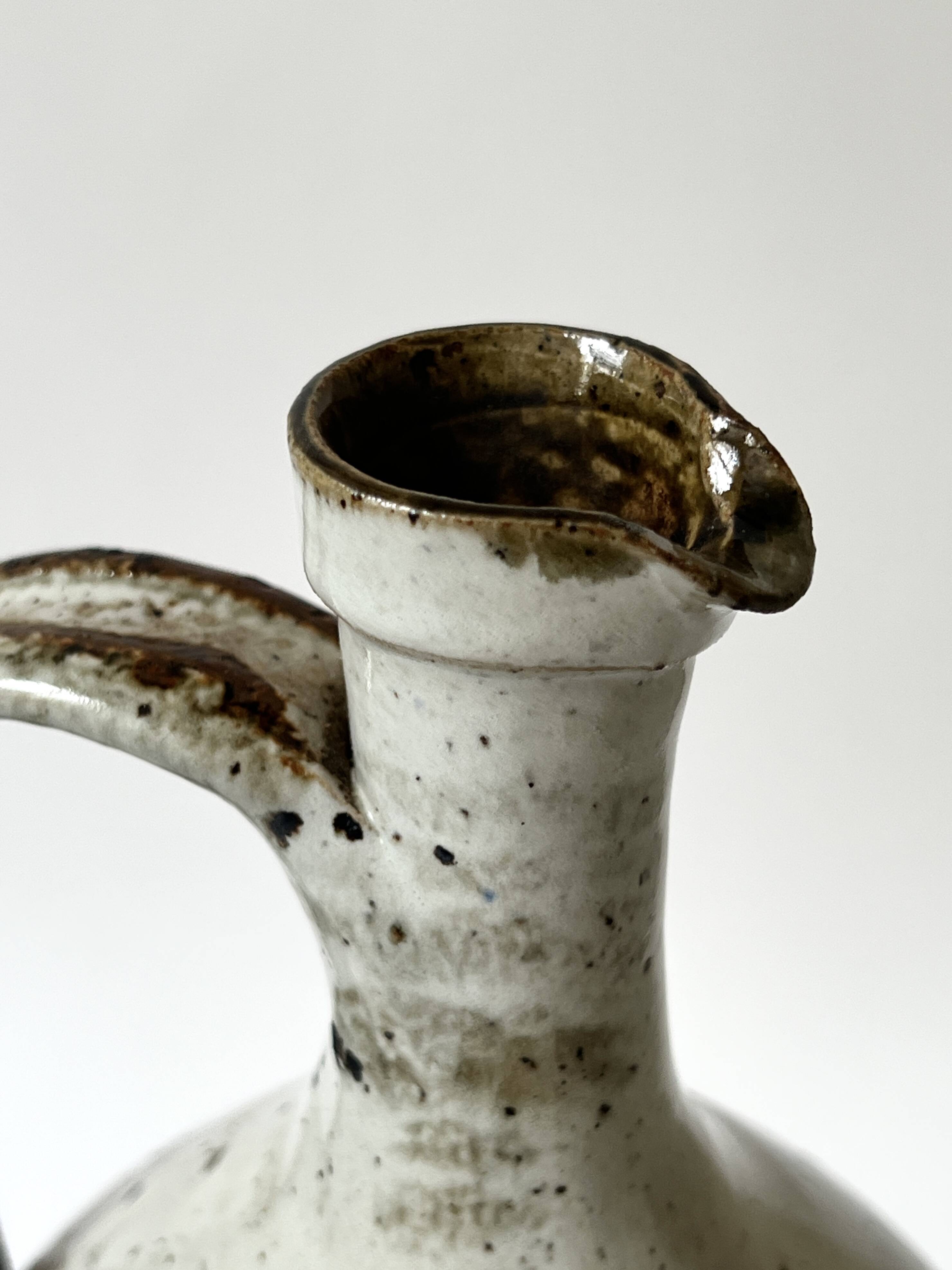 Large enamelled stoneware jug signed Albert Breton, FR Vézelay.