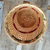 Série de 4 mini cache-pot en paille et fil d'osier tressés