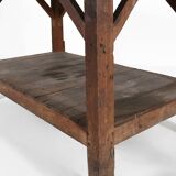 French industrial console table in solid wood, 1920s