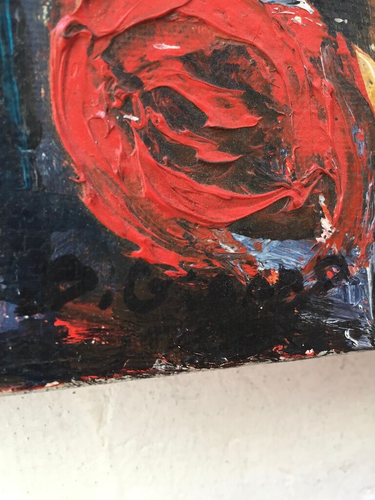 Old oil painting flowers