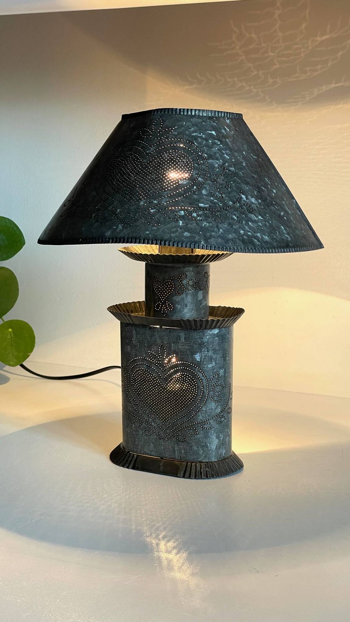 LAMPE Coeur ZINC Vintage