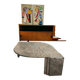 Table basse en marbre, forme goutte d'eau vieux rose