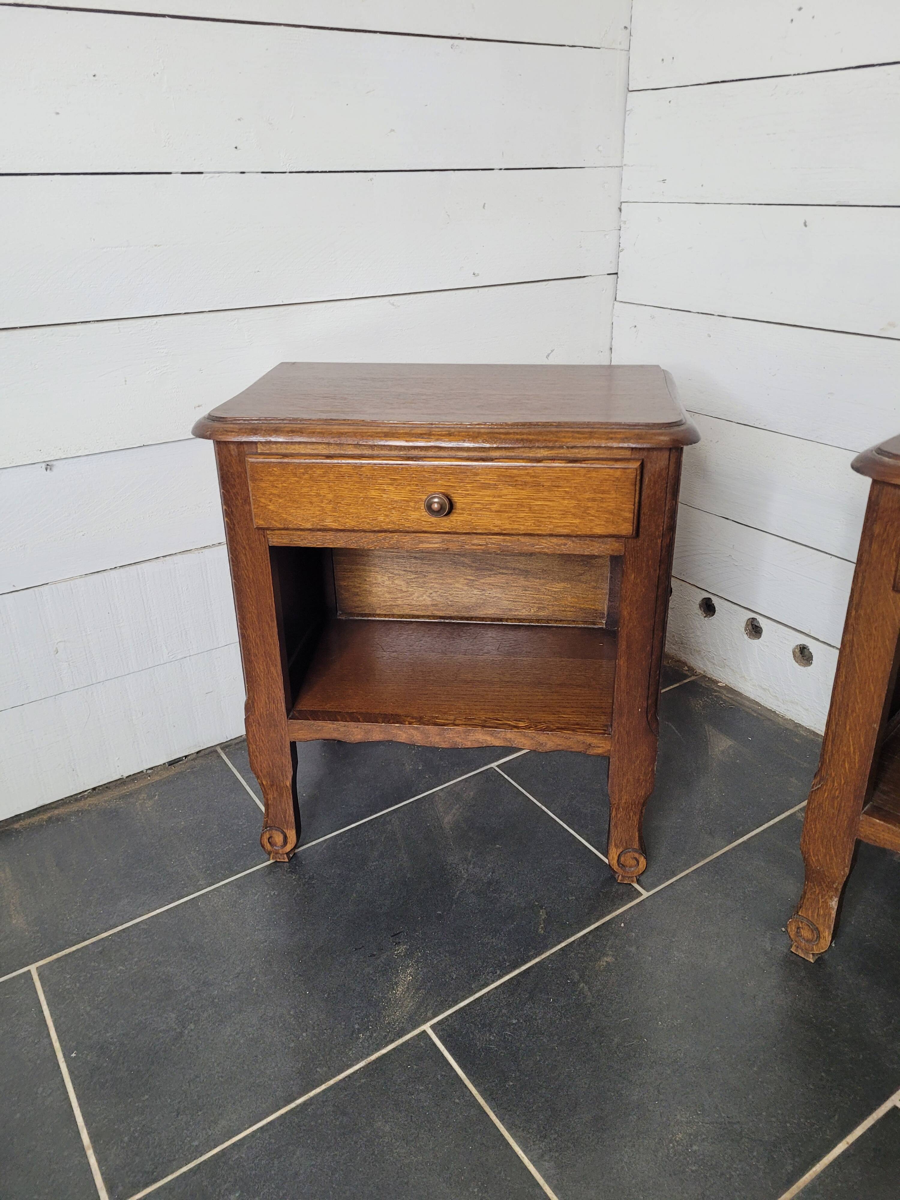 Pair of oak bedside tables
