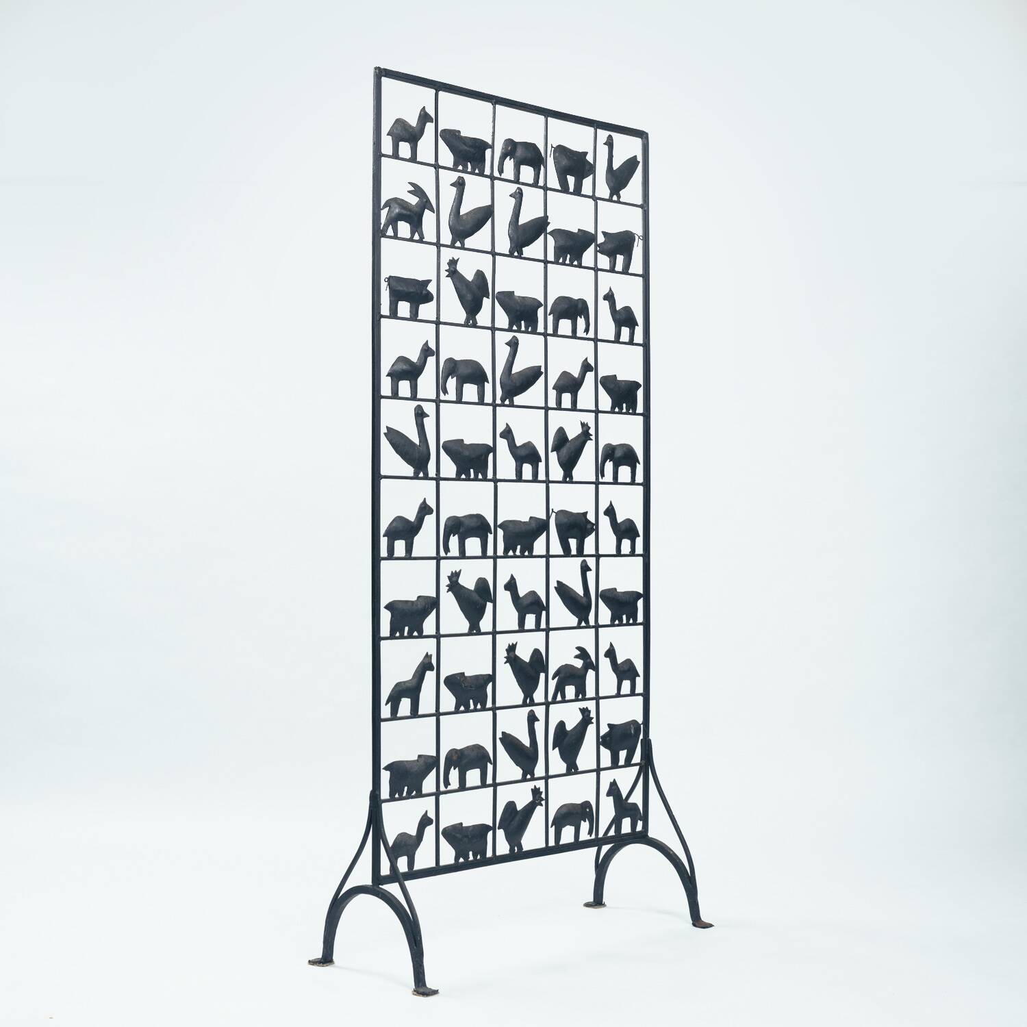 Separator Screen room divider Wrought Iron with Animals, 1950s