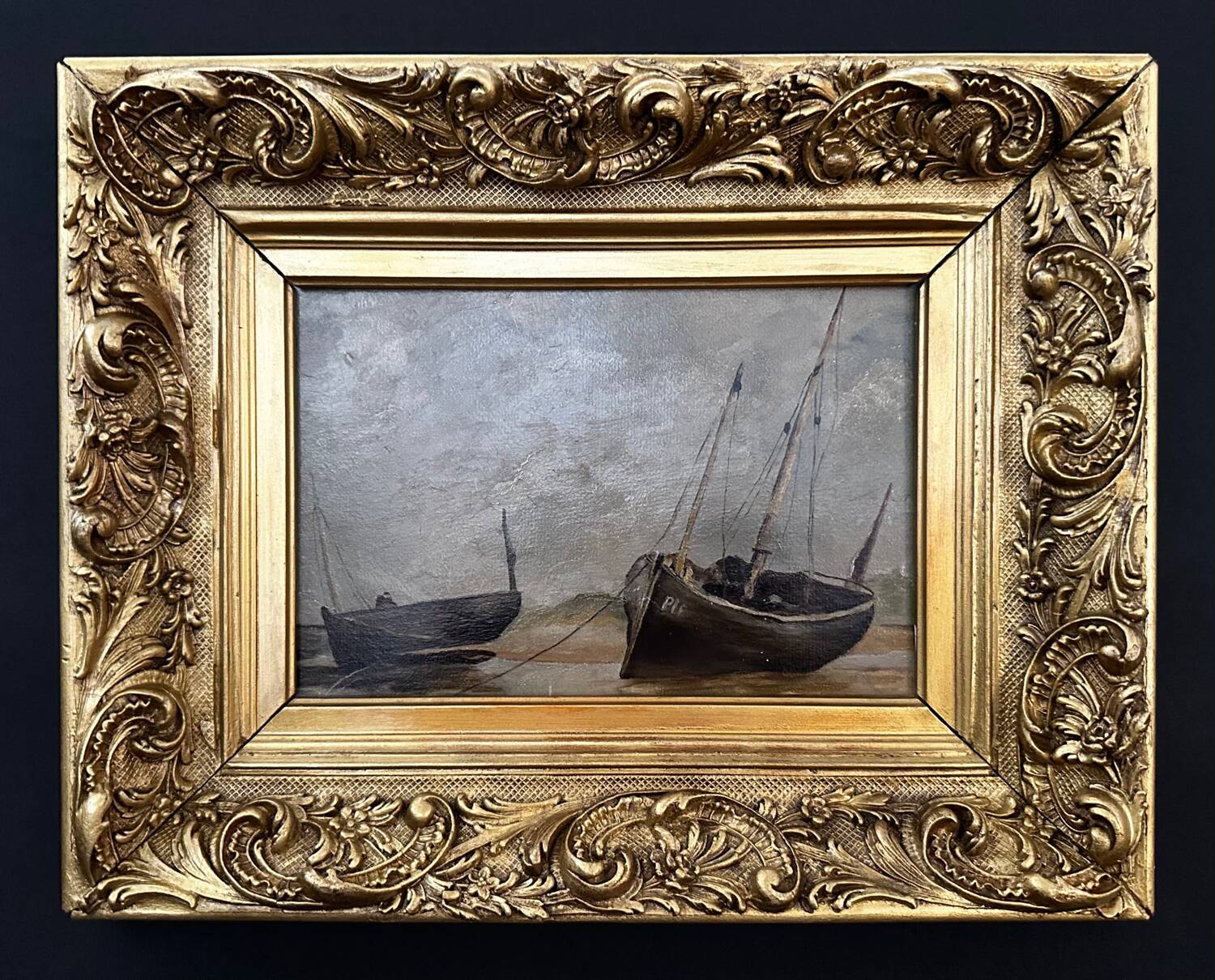 Oil painting on wood with its restored Rocaille frame - Paris