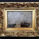 Oil painting on wood with its restored Rocaille frame - Paris