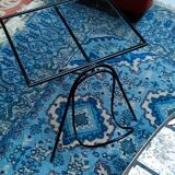 Piece of sofa in steel and glass around 1950