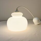 Opaline pendant light in white glass from the 60s and 70s vintage Free form
