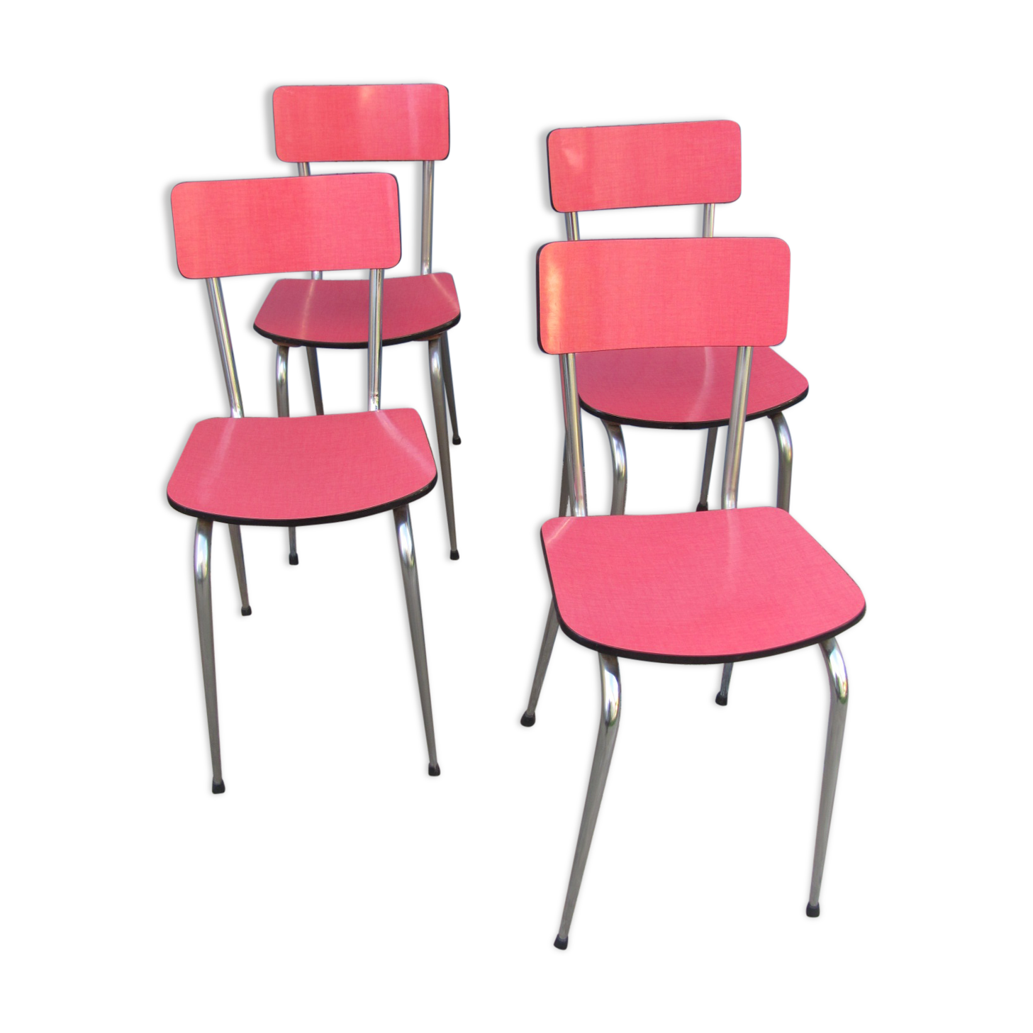 Set 4 chairs red formica