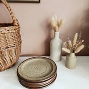 Set of 5 dessert plates by Jean Tessier, Le Cep, in pyrite stoneware.