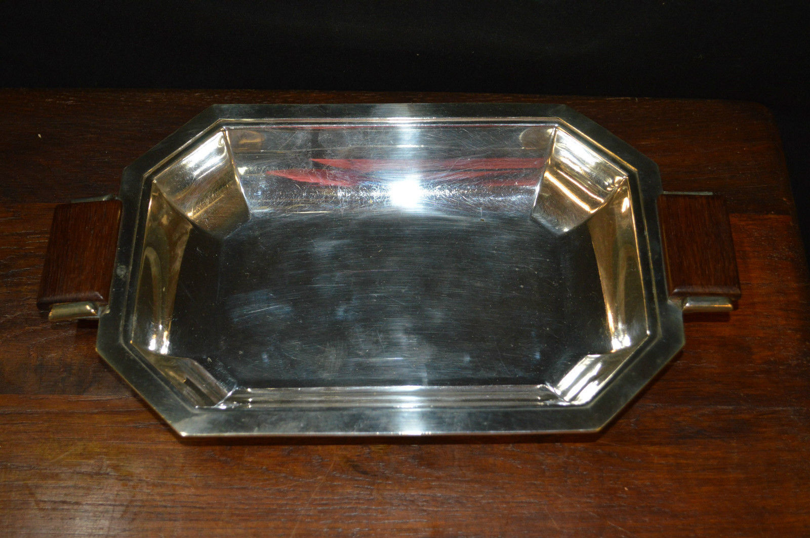 Art deco style silver metal plate