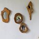 Set de 4 miroirs organiques brutalistes en bois années 50