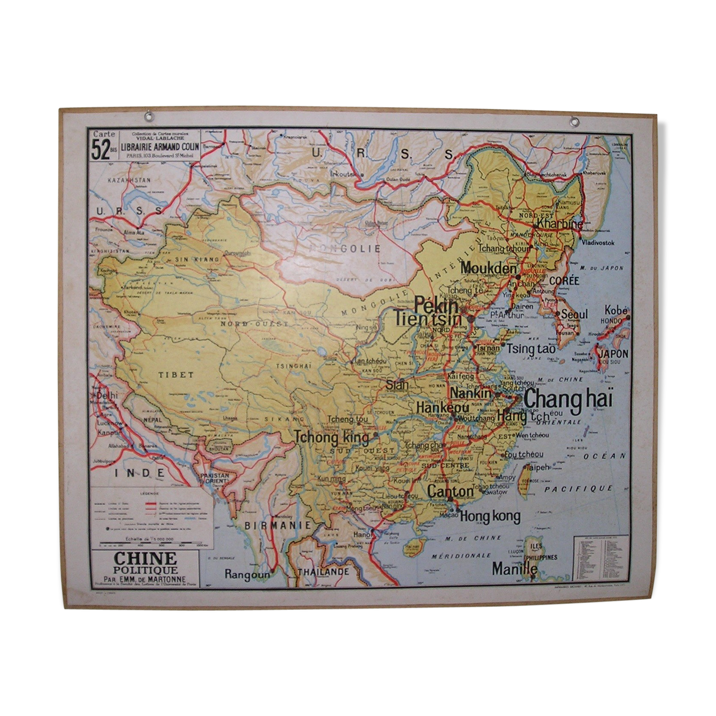 Vidal Lablache school card n°52 bis "Political China" at Armand Colin
