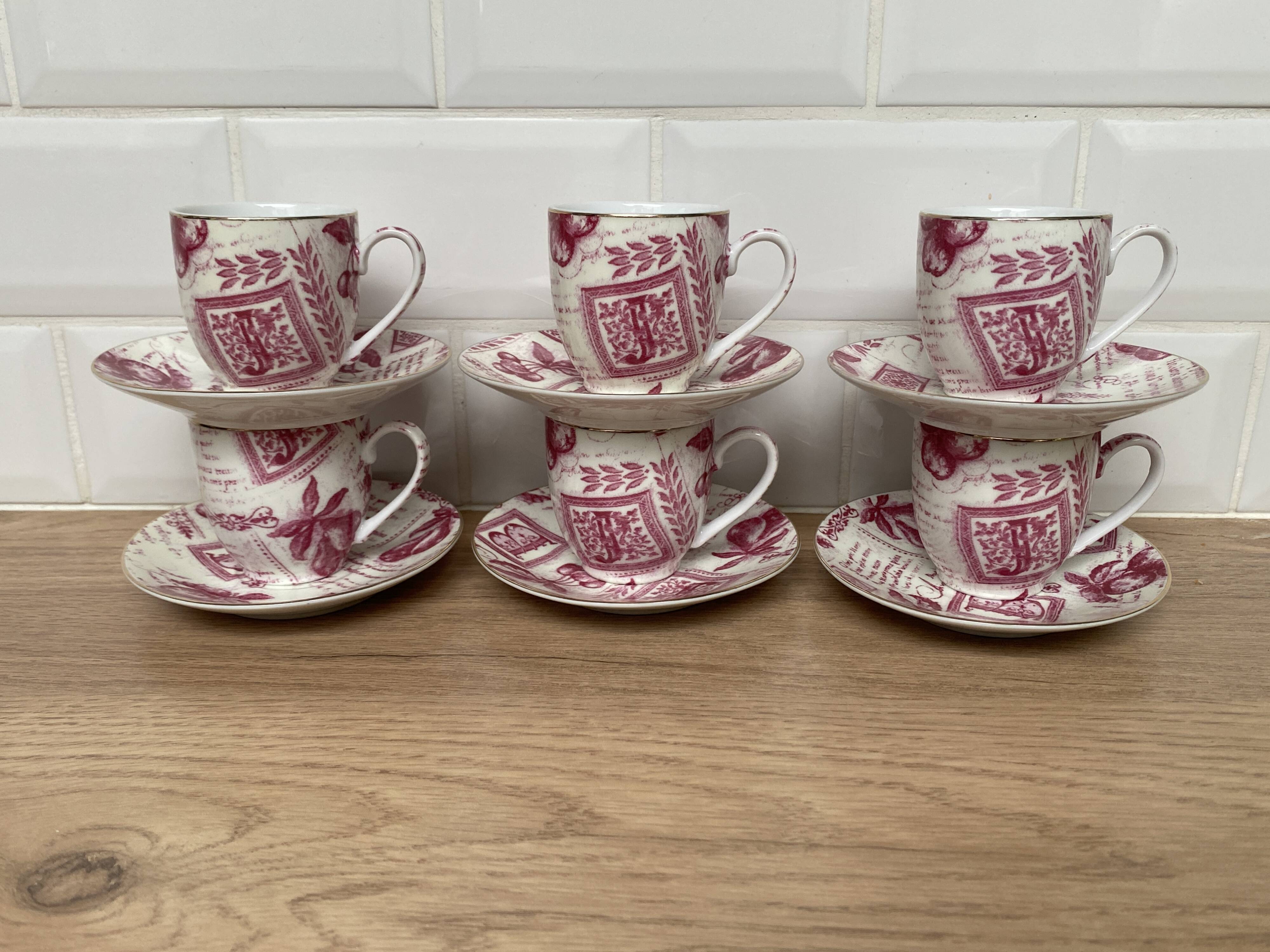 Set of 6 Country Corner coffee cups
