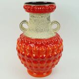 huge 1960s bay keramik floor VASE bubble decor red and orange model 65 45