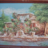Tableau signé, moulin